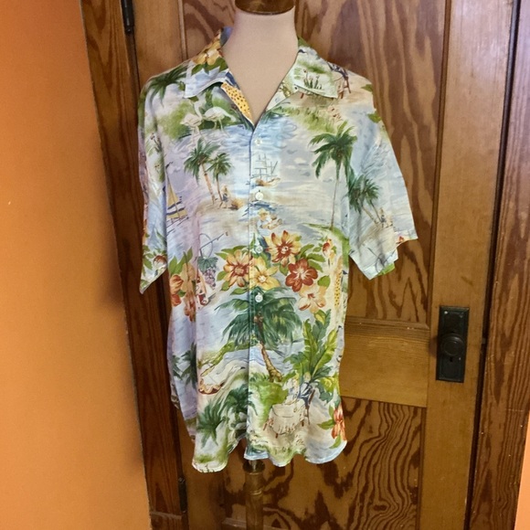 Vtg 90s Liz Claiborne sheer Hawaiian shirt - Picture 3 of 8